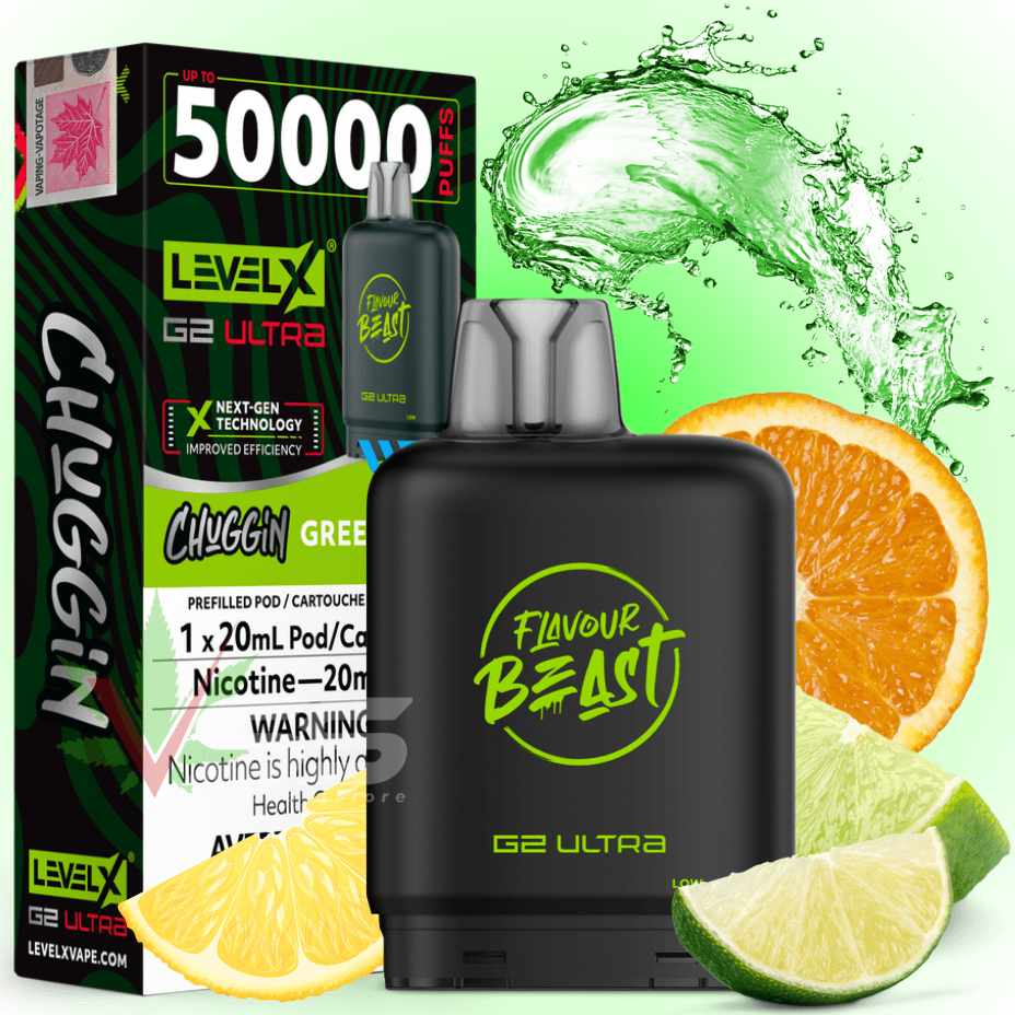 Level X G2 Ultra Flavour Beast Pod 50k-Chuggin' Green Dew Iced 50000 Puffs / 20mg Morden Vape SuperStore and Cannabis Manitoba Canada