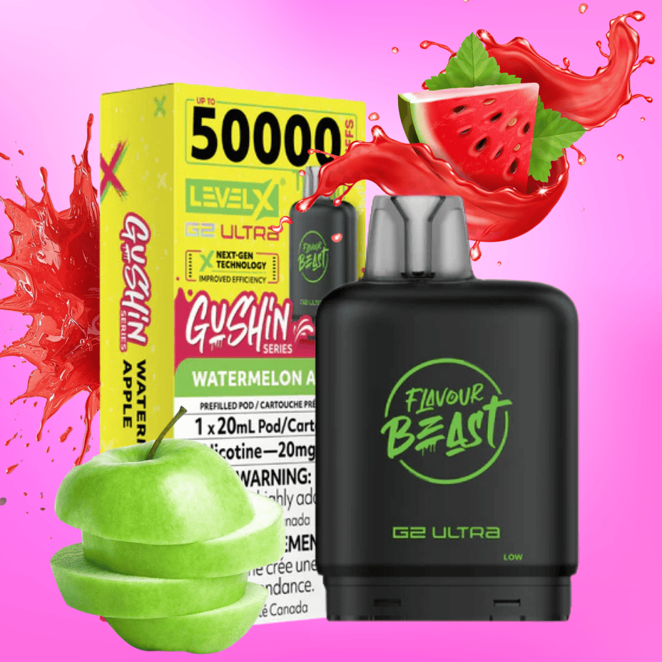 Level X G2 Ultra Flavour Beast Pod 50k-Gushin Watermelon Apple 50000 Puffs / 20mg Morden Vape SuperStore and Cannabis Manitoba Canada