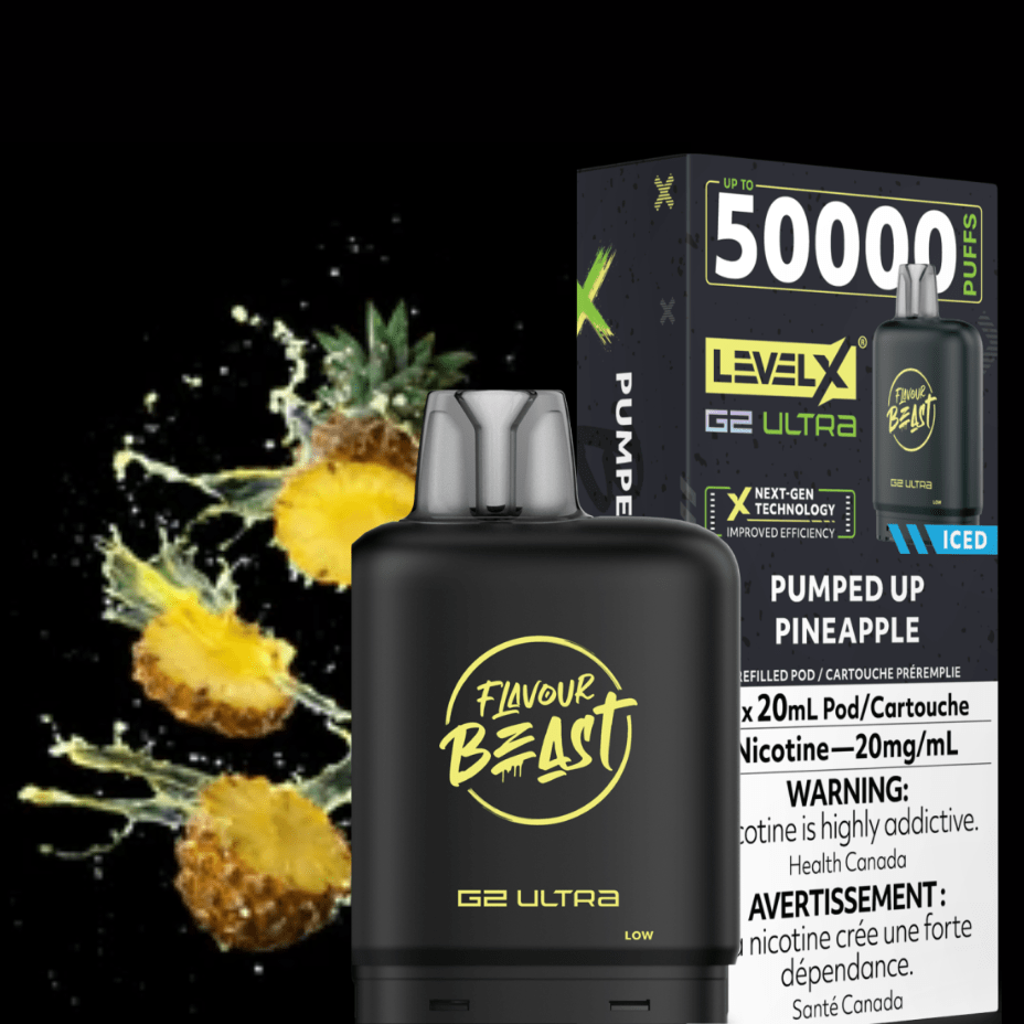 Level X G2 Ultra Flavour Beast Pod 50k-Pumped Up Pineapple Iced Morden Vape SuperStore and Cannabis Manitoba Canada