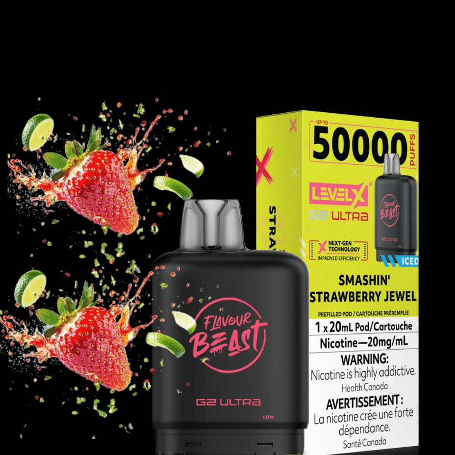 Level X G2 Ultra Flavour Beast Pod 50k-Smashin Strawberry Jewel Iced Morden Vape SuperStore and Cannabis Manitoba Canada