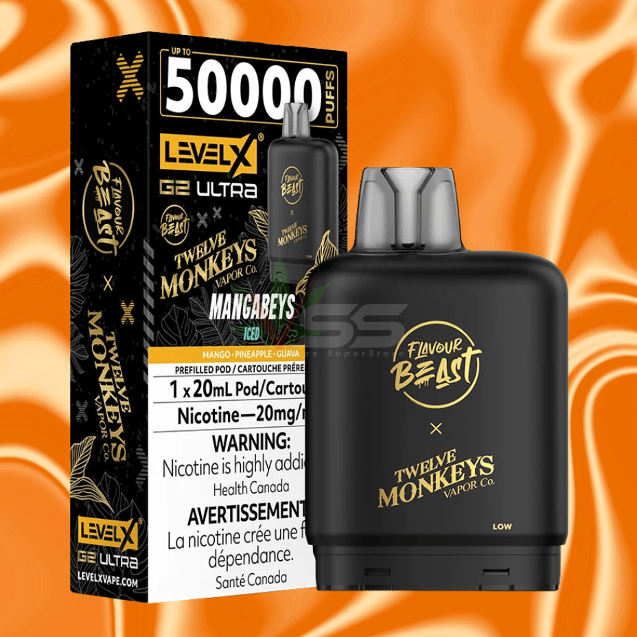 Level X G2 Ultra x 12 Monkeys - Mangabeys 50000 Puffs / 20mg Morden Vape SuperStore and Cannabis Manitoba Canada
