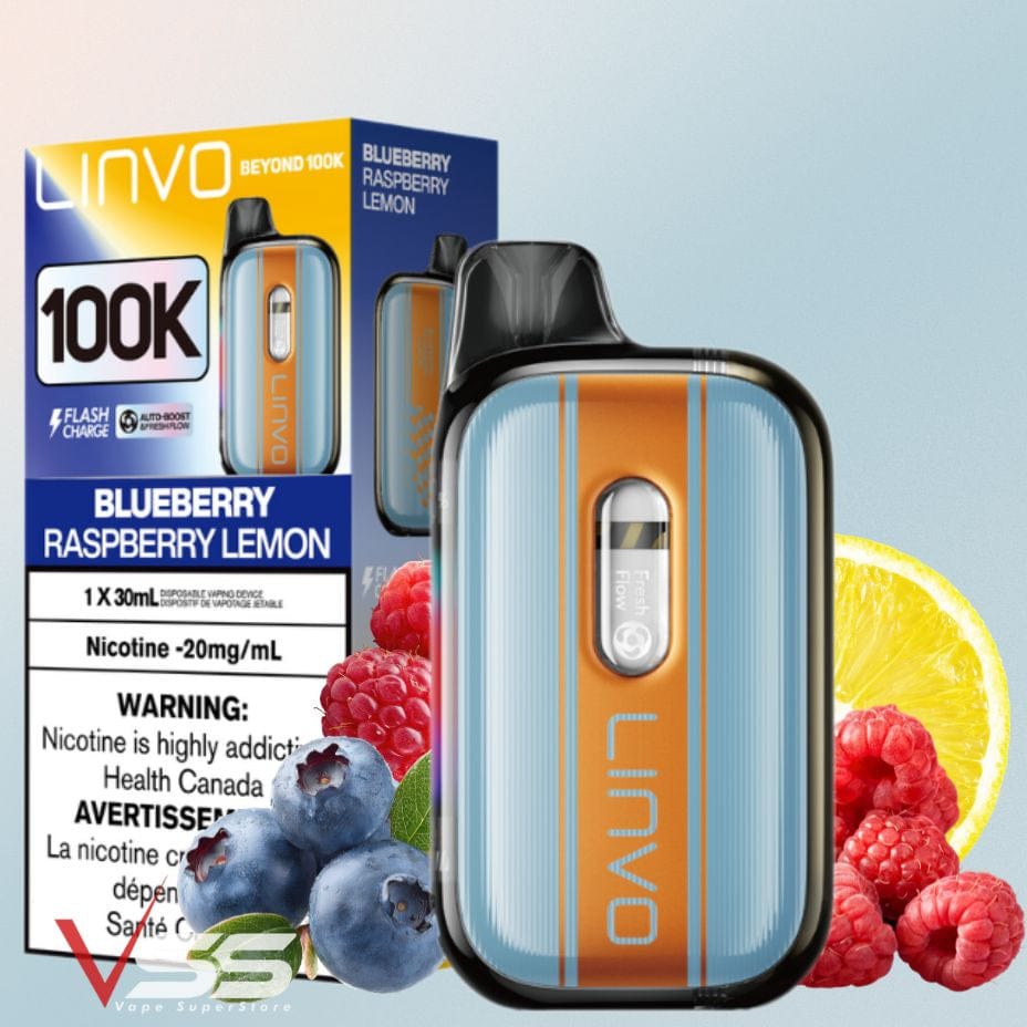 Linvo Beyond 100K Disposable Vape - Blueberry Raspberry Lemon Morden Vape SuperStore and Cannabis Manitoba Canada