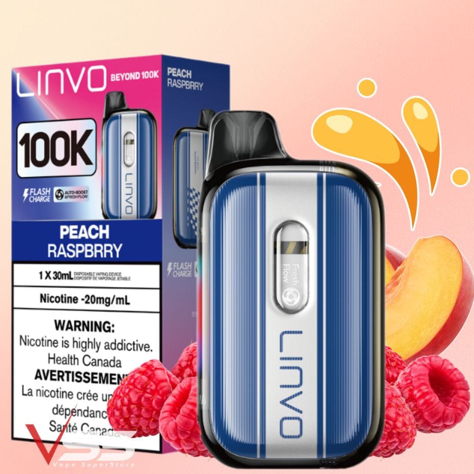 Linvo Beyond 100K Disposable Vape - Peach Raspberry Morden Vape SuperStore and Cannabis Manitoba Canada