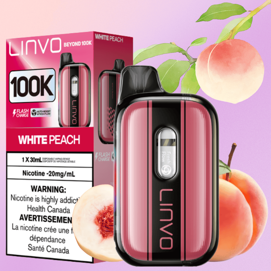 Linvo Beyond 100K Disposable Vape - White Peach 100000 Puffs / 20mg Morden Vape SuperStore and Cannabis Manitoba Canada