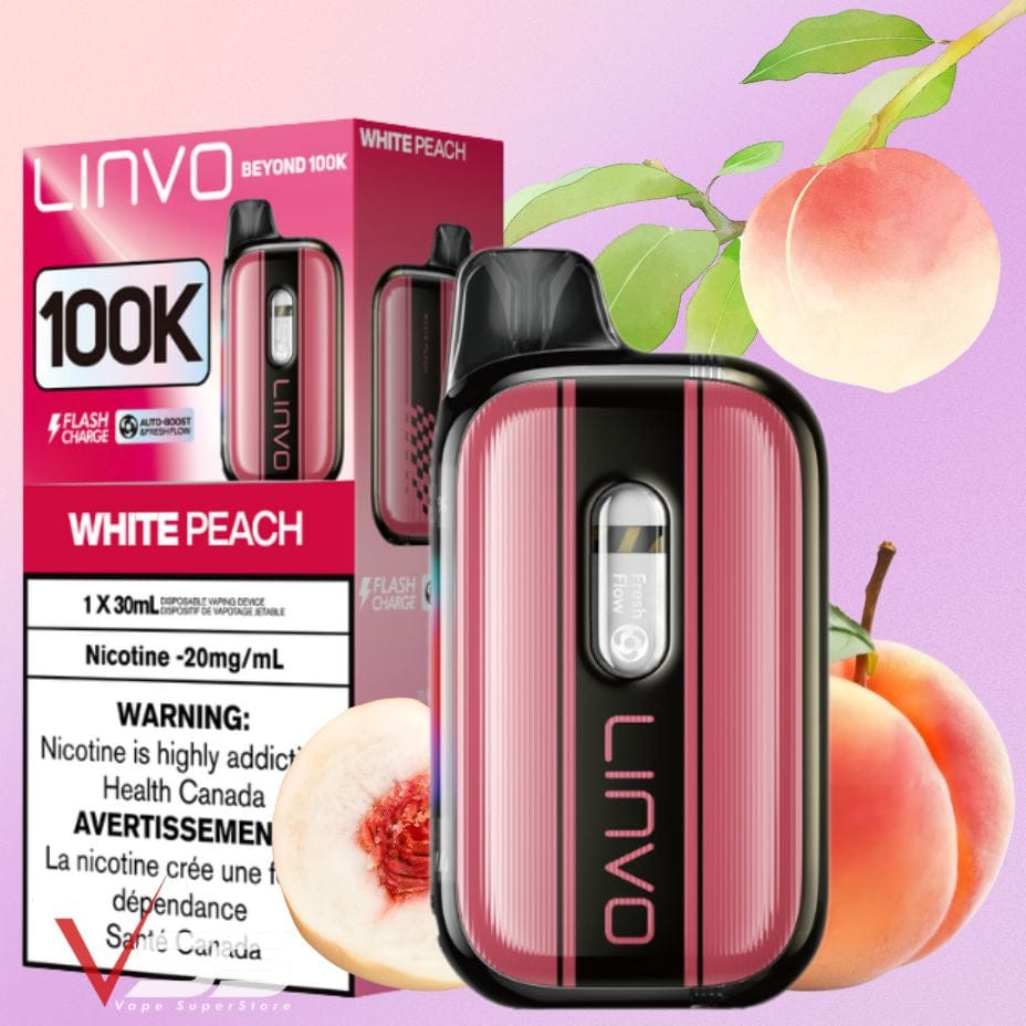 Linvo Beyond 100K Disposable Vape - White Peach Morden Vape SuperStore and Cannabis Manitoba Canada