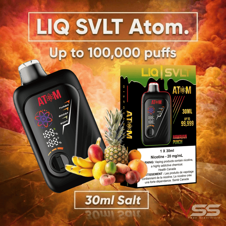 LIQ SVLT Atom 100K Disposable Vape-Hawaiian Punch 100000 Puffs / 20mg Morden Vape SuperStore and Cannabis Manitoba Canada