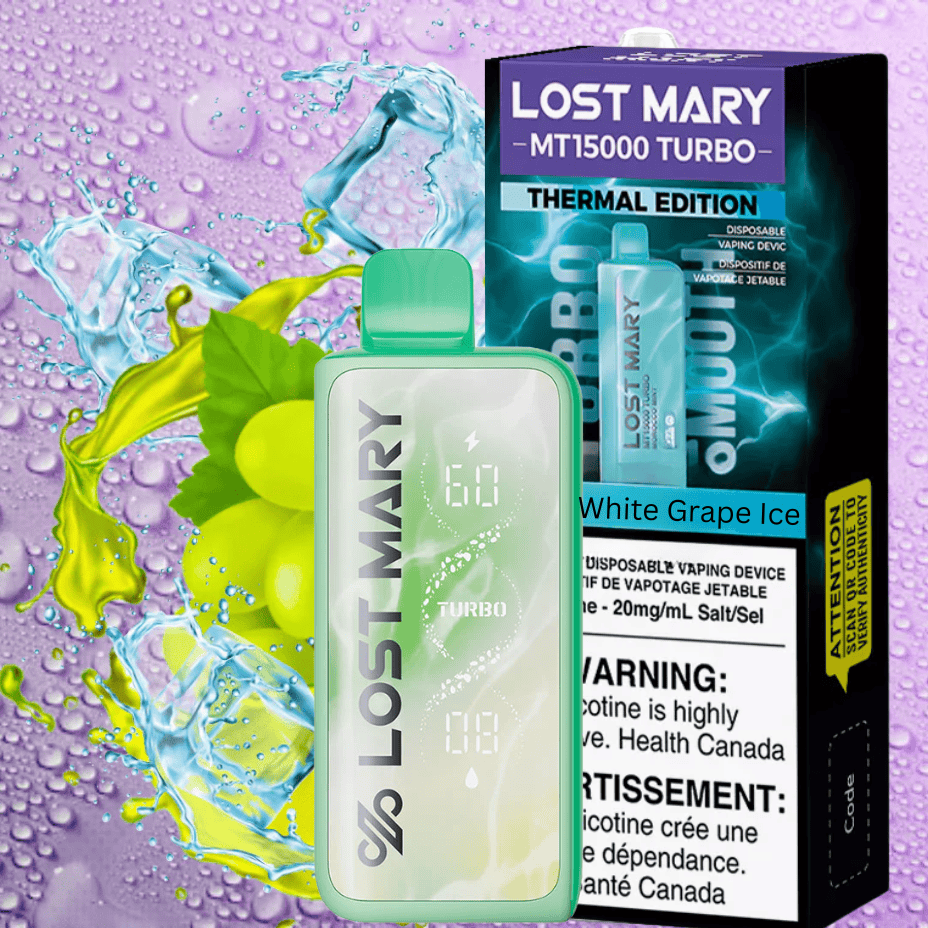 Lost Mary MT50K Turbo Disposable Vape-White Grape Ice Morden Vape SuperStore and Cannabis Manitoba Canada