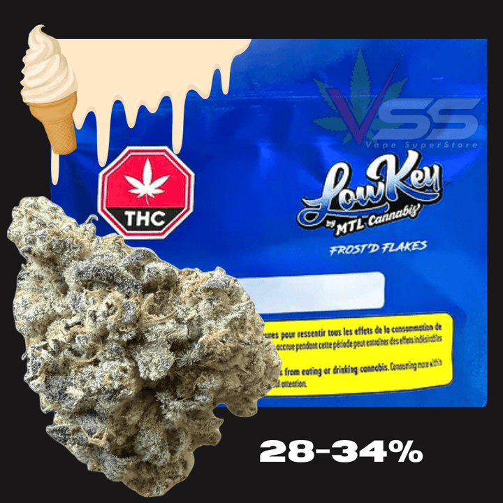 Lowkey by MTL Cannabis Frost'd Flakes Indica Flower-7g 7g Morden Vape SuperStore and Cannabis Manitoba Canada