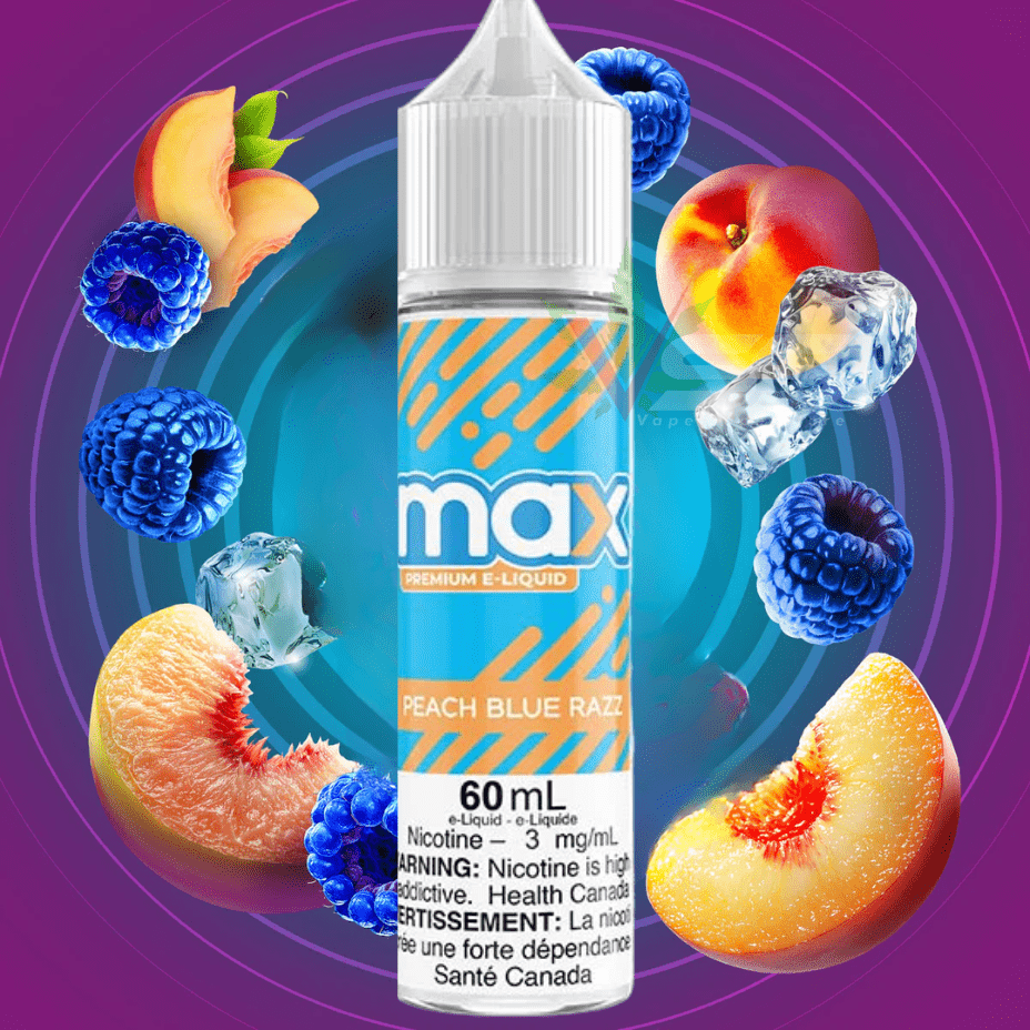 Max E-Liquid Freebase 60ml-Peach Blue Razz 60ml / 3mg Morden Vape SuperStore and Cannabis Manitoba Canada