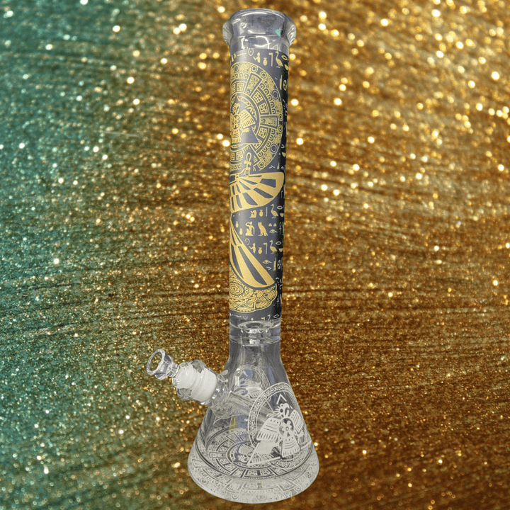Medusa Glass 9mm Egyptian Hieroglyph Beaker Bong-16" 16.5in / King Tut Morden Vape SuperStore and Cannabis Manitoba Canada