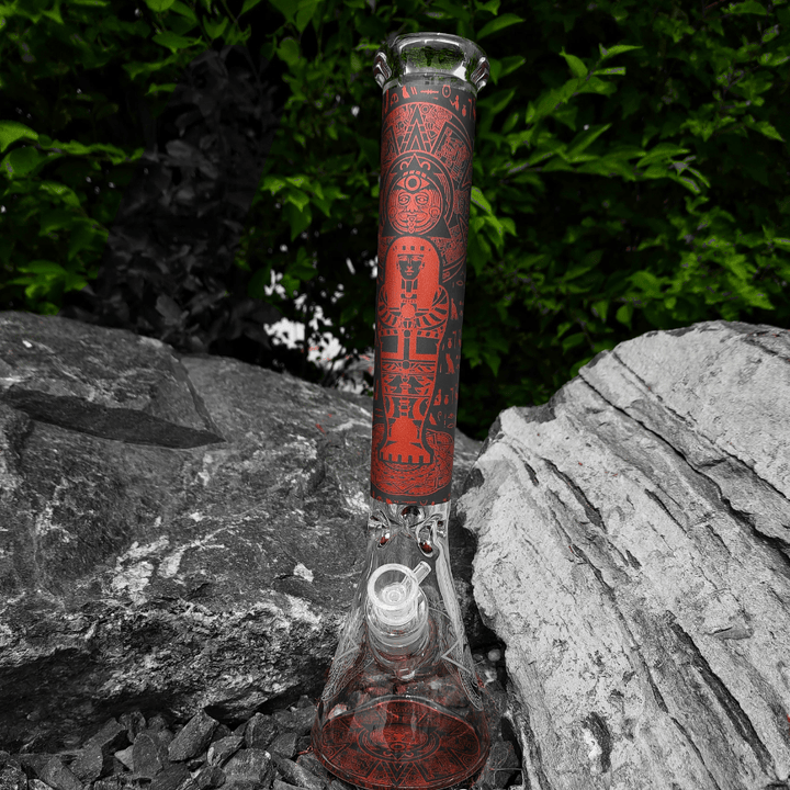 Medusa Glass 9mm Egyptian Hieroglyph Beaker Bong-16" 16.5in / King Tut Morden Vape SuperStore and Cannabis Manitoba Canada
