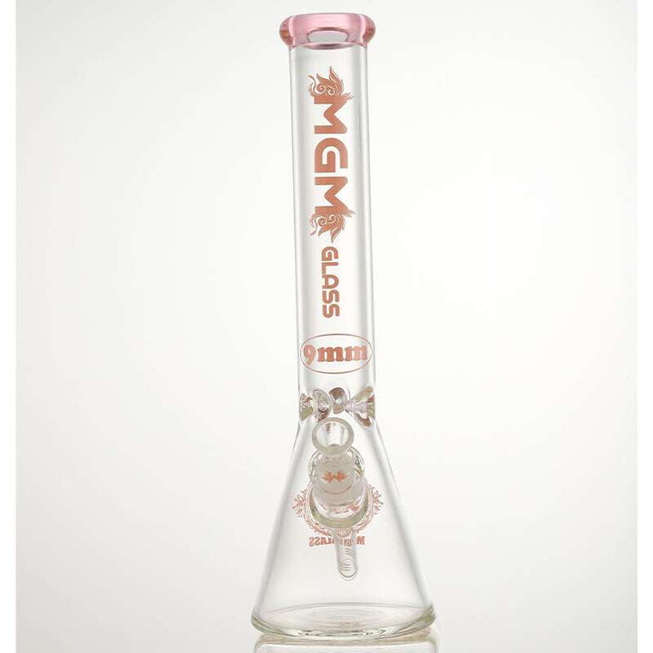 MGM Glass 7mm Logo Beaker-16" Pink Morden Vape SuperStore and Cannabis Manitoba Canada