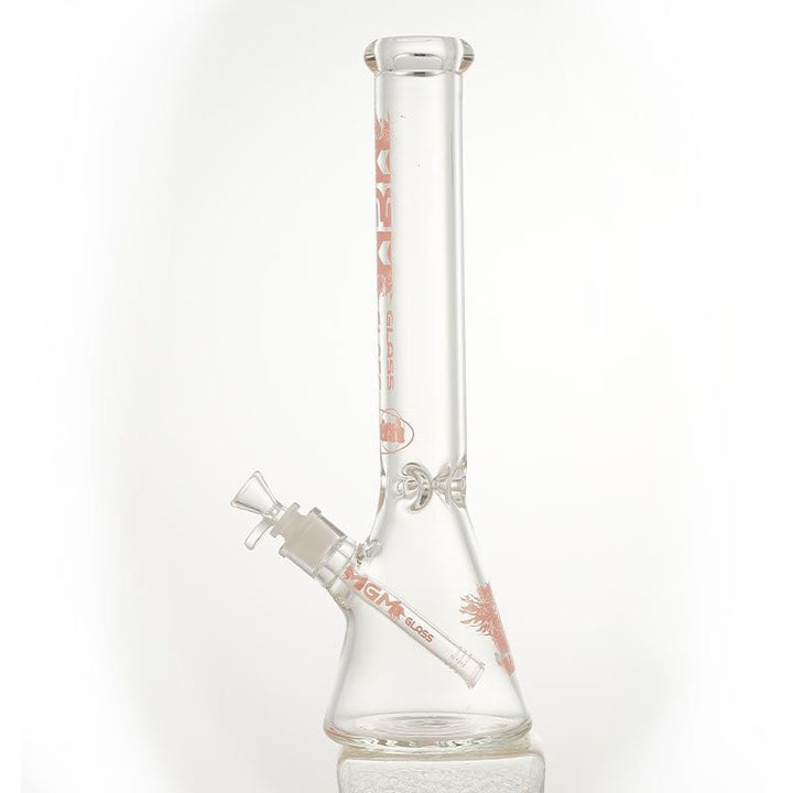 MGM Glass 9mm Classic Clear Logo Beaker-16" Morden Vape SuperStore and Cannabis Manitoba Canada