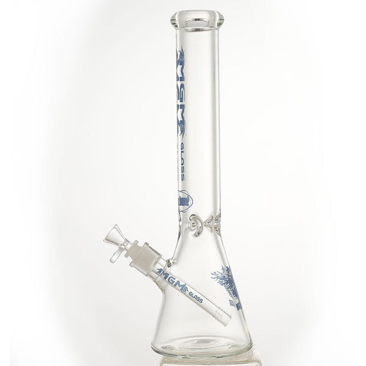 MGM Glass 9mm Classic Clear Logo Beaker-16" Morden Vape SuperStore and Cannabis Manitoba Canada