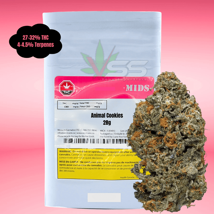 MIDS Animal Cookies Indica Flower - 28g Morden Vape SuperStore and Cannabis Manitoba Canada
