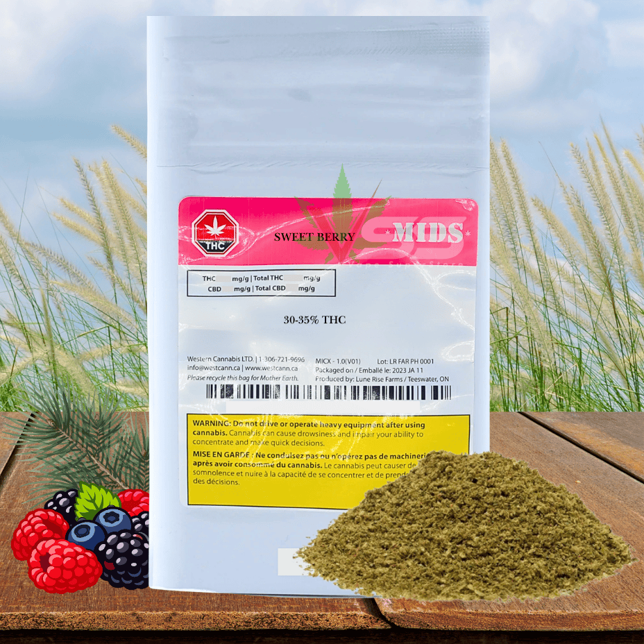MIDS Sweet Berry Sativa Milled Flower - 28g Morden Vape SuperStore and Cannabis Manitoba Canada