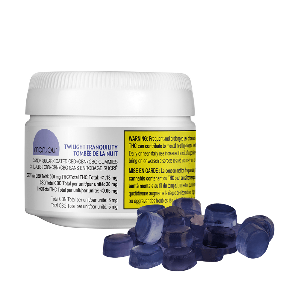 Monjour Bare Twilight Tranquility CBD+CBN+CBG Gummies - 25pkg Morden Vape SuperStore and Cannabis Manitoba Canada