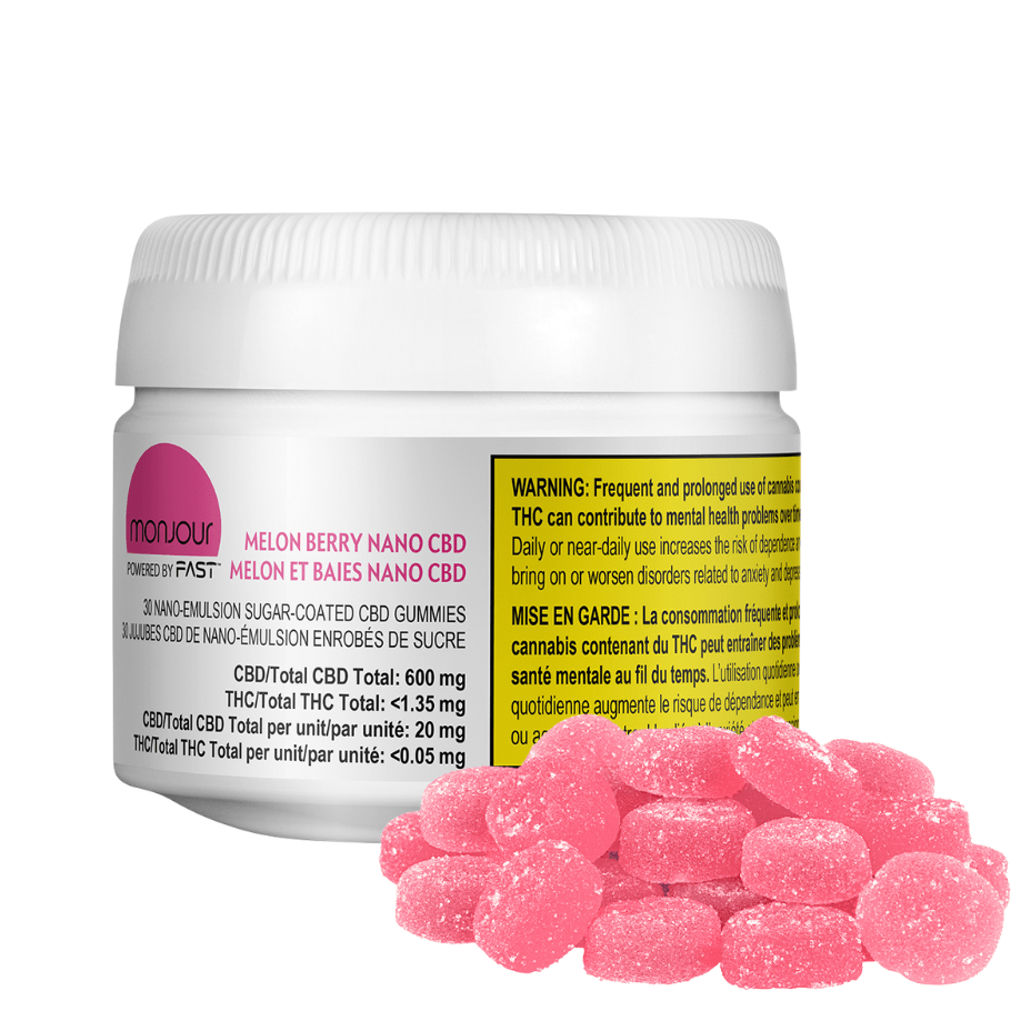 Monjour Melon Berry Nano CBD Gummies - 30pkg Morden Vape SuperStore and Cannabis Manitoba Canada