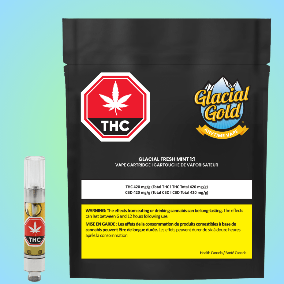 Glacial Gold Anytime 1:1 Glacial Fresh Mint 510 Cartridge-1g - Morden Vape SuperStore & Cannabis Dispensary in Manitoba, Canada
