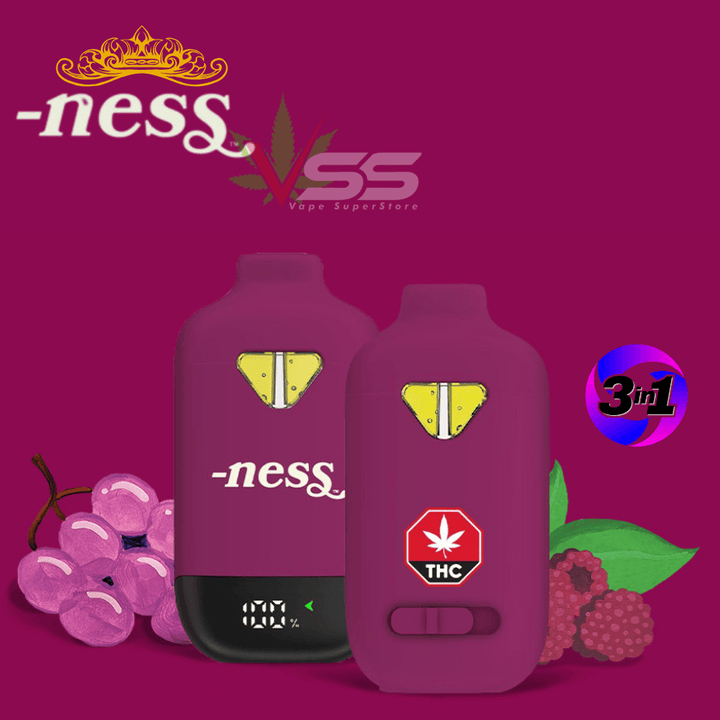 Ness Grape Razz Dual Chamber 3-in-1 AIO Disposable Vape - 2x0.5g Morden Vape SuperStore and Cannabis Manitoba Canada