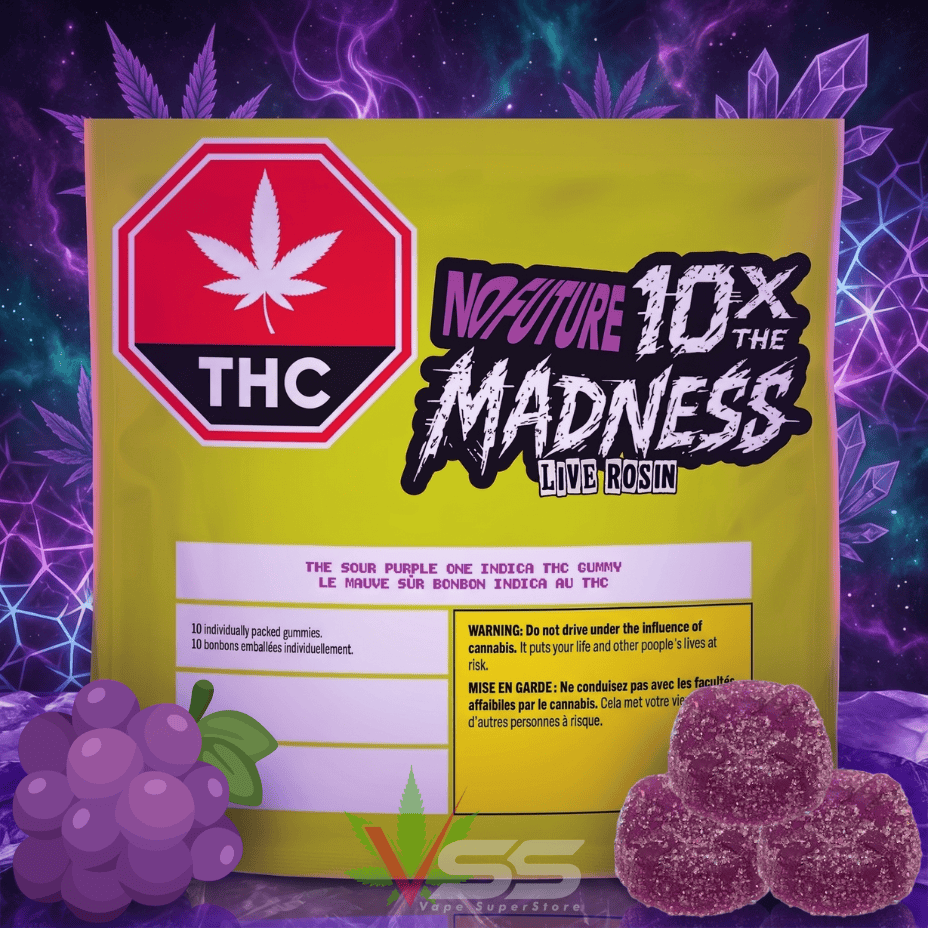 No Future 10x The Madness: The Sour Purple One Live Rosin Indica Gummies Morden Vape SuperStore and Cannabis Manitoba Canada
