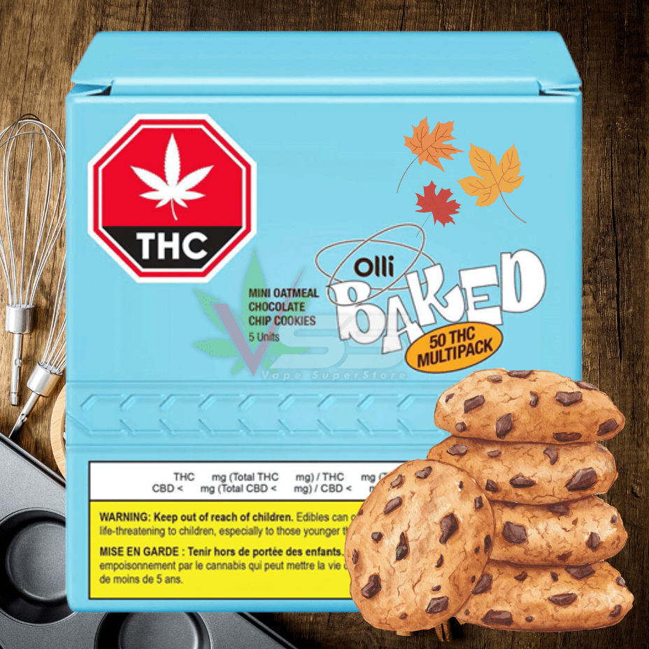 Olli Baked Oatmeal Chocolate Chip Cookies 5x10mg Morden Vape SuperStore and Cannabis Manitoba Canada