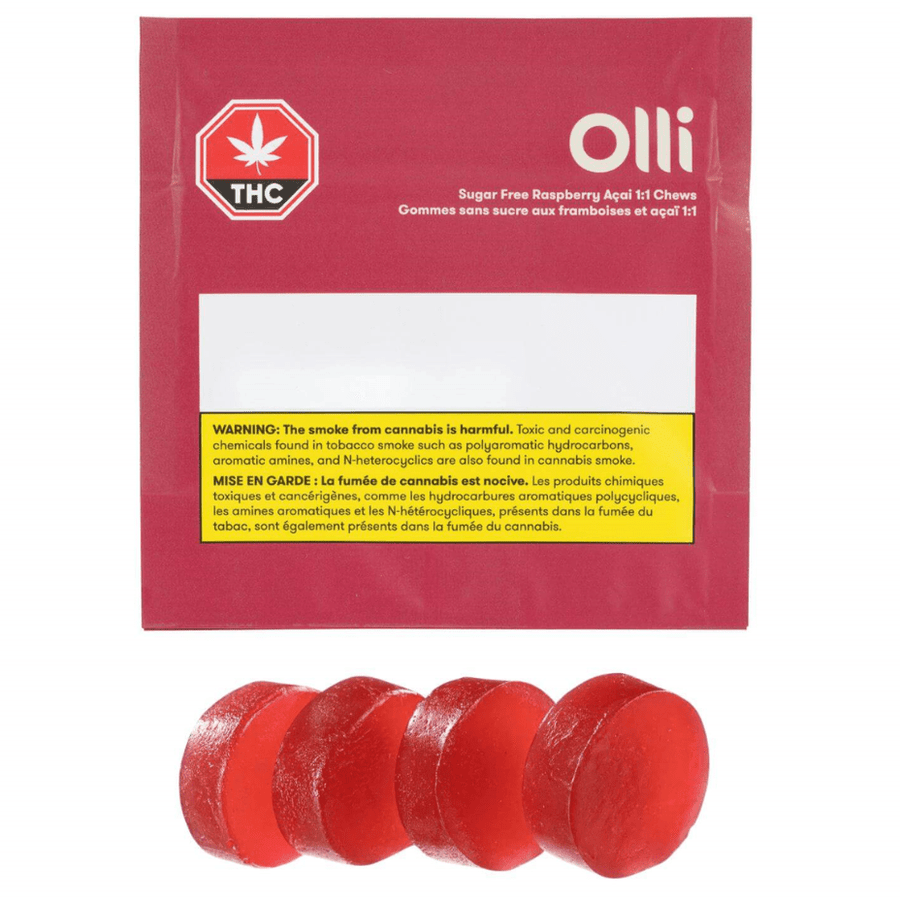 Olli Brands Edibles 4x4.5g Olli Sugar Free Raspberry Acai THC-CBD Gummies - Morden Manitoba