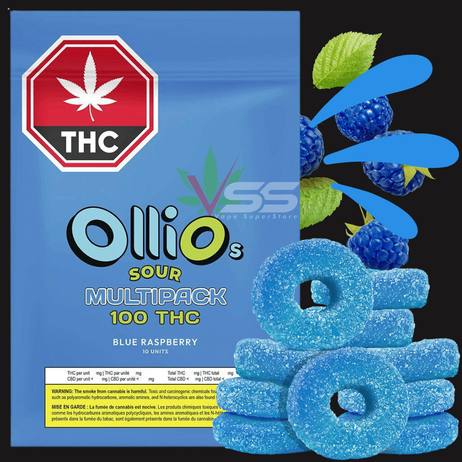 Olli O's 100 THC Multipack Sour Blue Raspberry Gummies 10x10mg Morden Vape SuperStore and Cannabis Manitoba Canada