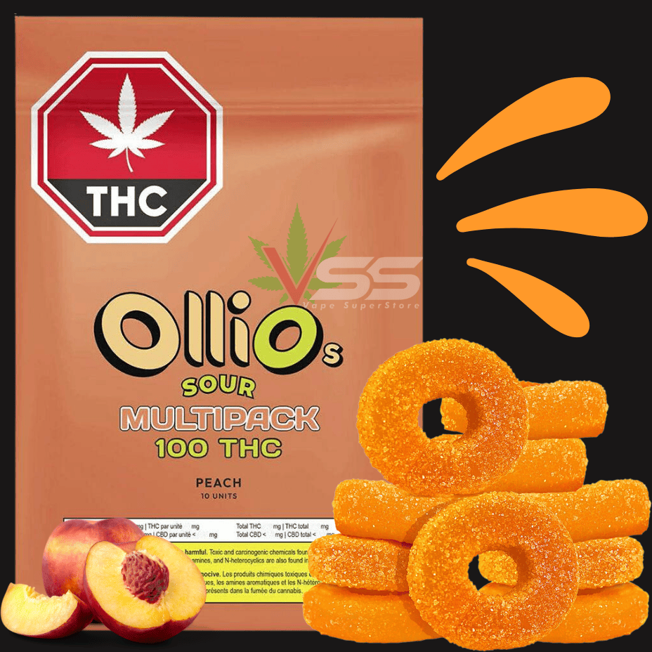 Olli O's 100 THC Multipack Sour Peach Gummies 10x10mg Morden Vape SuperStore and Cannabis Manitoba Canada