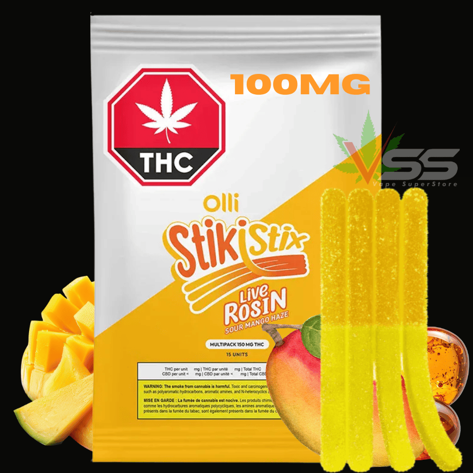 Olli StikiStix Live Rosin Mango Sour Haze Gummies - 10x10mg Morden Vape SuperStore and Cannabis Manitoba Canada