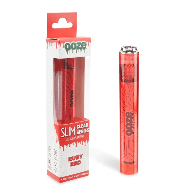OOZE 510 Batteries 400mAh / Red Ooze Slim Transparent Series 510 Battery - Morden Vape SuperStore