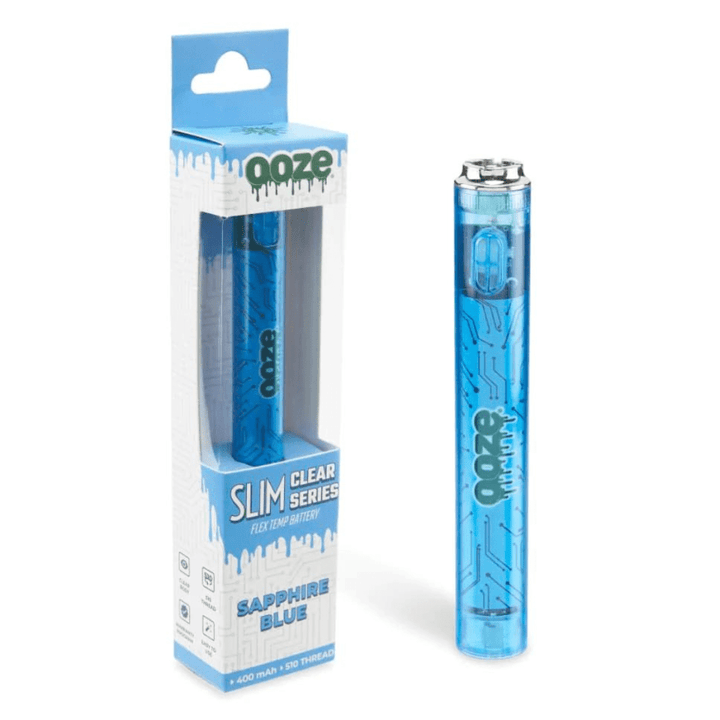 OOZE 510 Batteries 400mAh / Sapphire Blue Ooze Slim Transparent Series 510 Battery - Morden Vape SuperStore