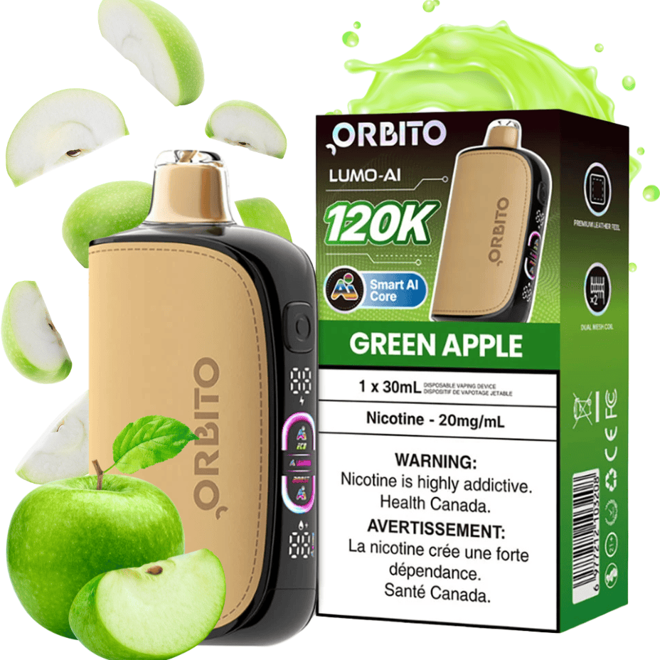Orbito Lumo-AI 120K Disposable Vape-Green Apple 120000 Puffs / 20mg Morden Vape SuperStore and Cannabis Manitoba Canada