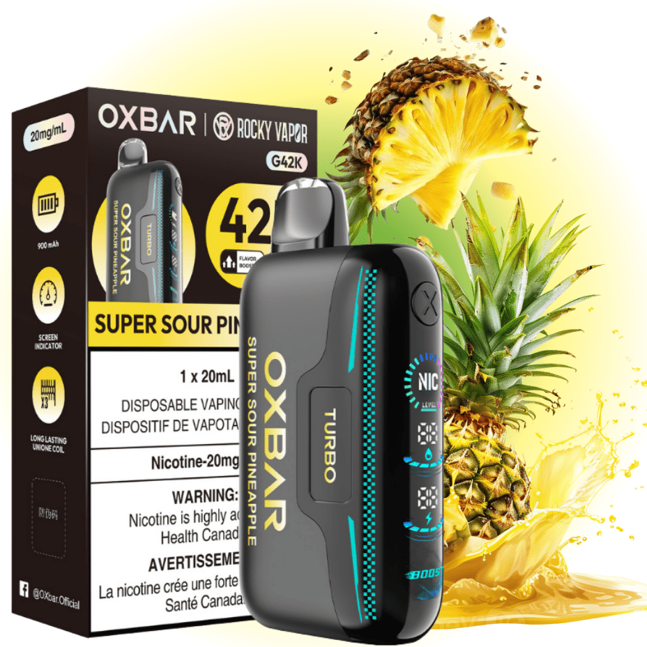 Oxbar G42k Disposable Vape-Super Sour Pineapple 20mg / 42000 Puffs Morden Vape SuperStore and Cannabis Manitoba Canada
