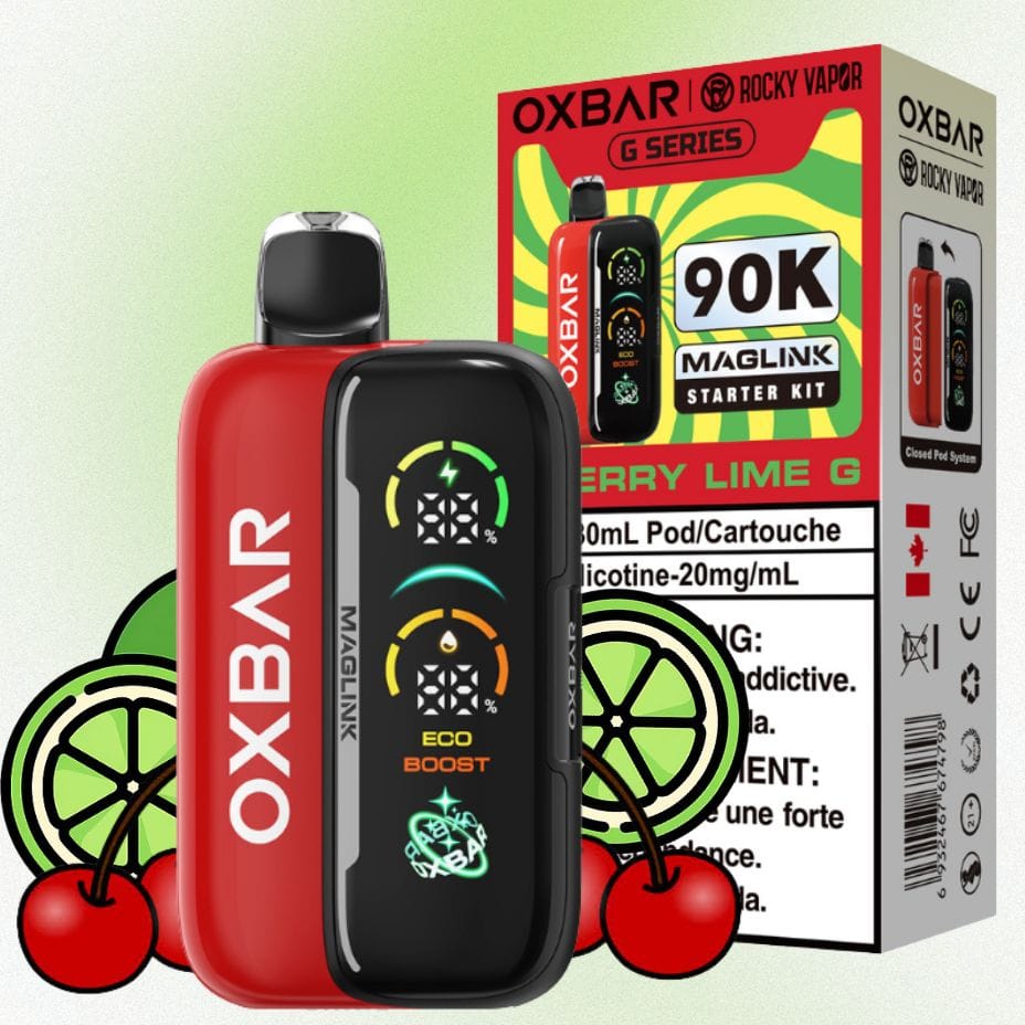 Oxbar Maglink 90K Starter Kit-Cherry Lime G 90000 Puffs / 20mg Morden Vape SuperStore and Cannabis Manitoba Canada