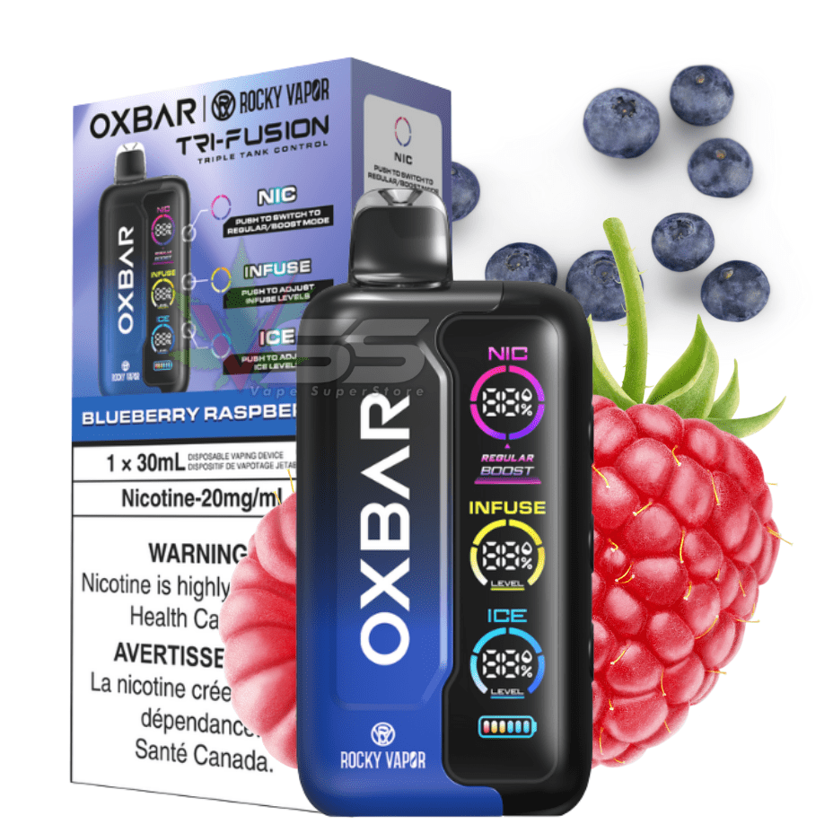 Oxbar Tri-Fusion 45k Disposable Vape-Blueberry Raspberry Ice 45000 Puffs / 20mg Morden Vape SuperStore and Cannabis Manitoba Canada