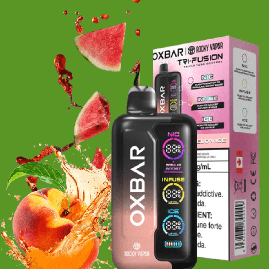 Oxbar Tri-Fusion 45k Disposable Vape-Peach Watermelon Ice 45000 Puffs / 20mg Morden Vape SuperStore and Cannabis Manitoba Canada