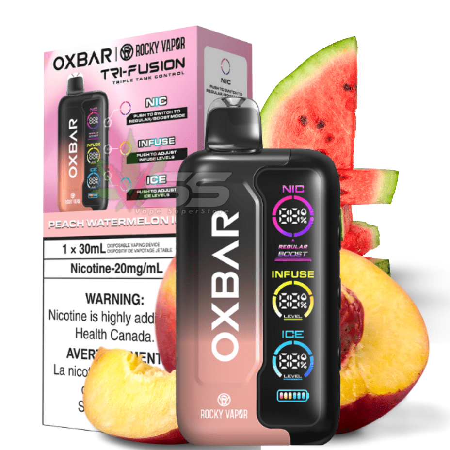 Oxbar Tri-Fusion 45k Disposable Vape-Peach Watermelon Ice 45000 Puffs / 20mg Morden Vape SuperStore and Cannabis Manitoba Canada