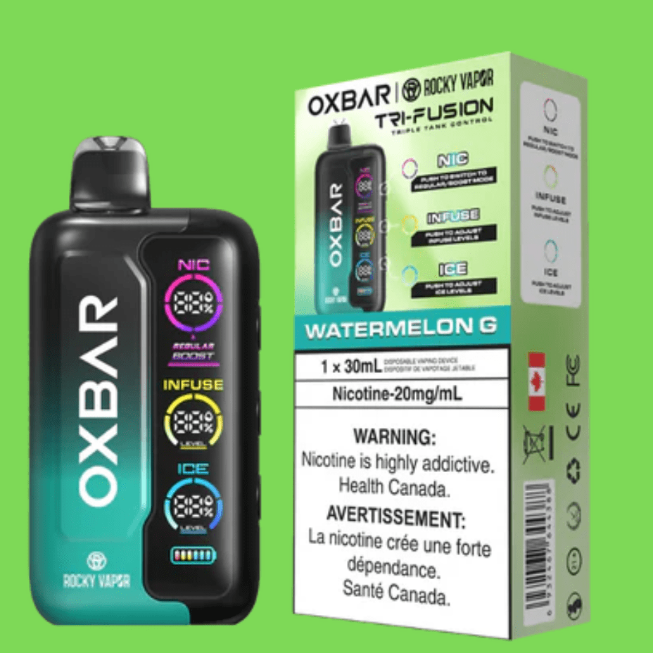 Oxbar Tri-Fusion 45k Disposable Vape-Watermelon G 45000 Puffs / 20mg Morden Vape SuperStore and Cannabis Manitoba Canada