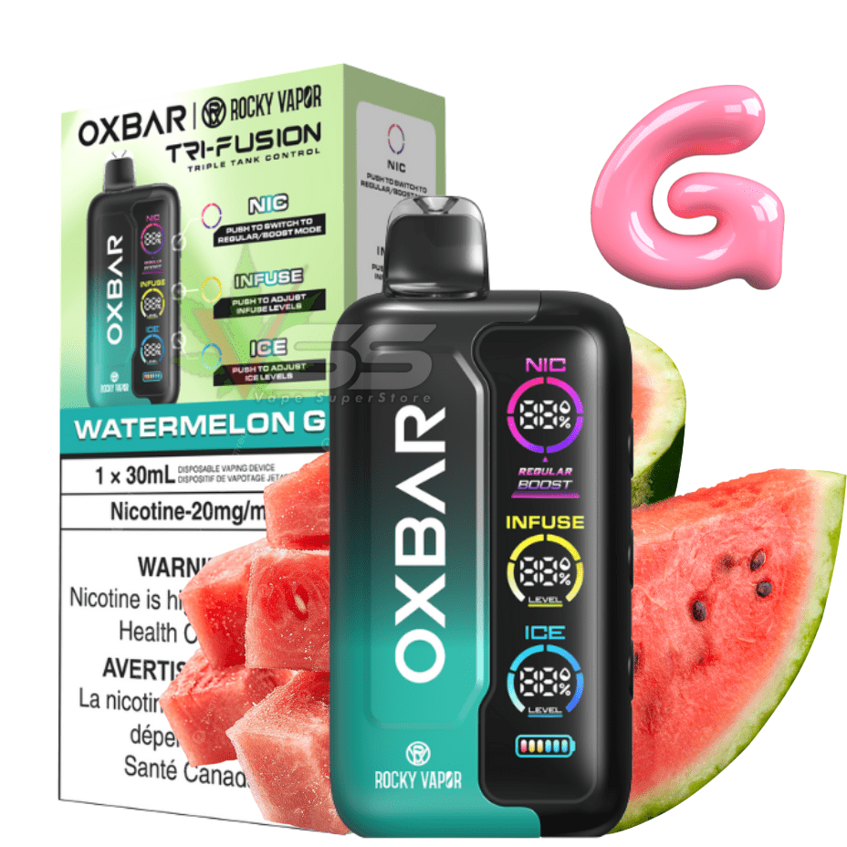 Oxbar Tri-Fusion 45k Disposable Vape-Watermelon G 45000 Puffs / 20mg Morden Vape SuperStore and Cannabis Manitoba Canada
