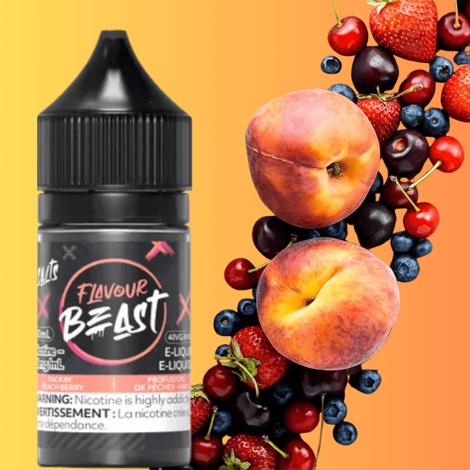 Packin' Peach Berry Salts by Flavour Beast E-Liquid 30mL / 20mg Morden Vape SuperStore and Cannabis Manitoba Canada