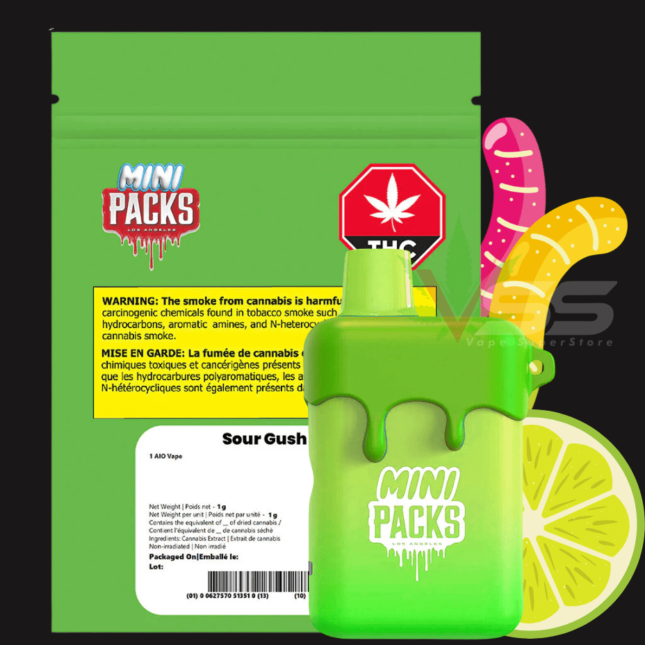 PACKS - Mini Packs Sour Gush Disposable Vape - 1g Morden Vape SuperStore and Cannabis Manitoba Canada