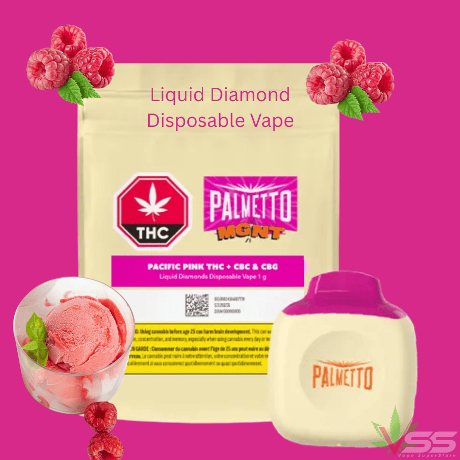 Palmetto Pacific Pink Sativa Liquid Diamond AIO Disposable Vape-1g Morden Vape SuperStore and Cannabis Manitoba Canada