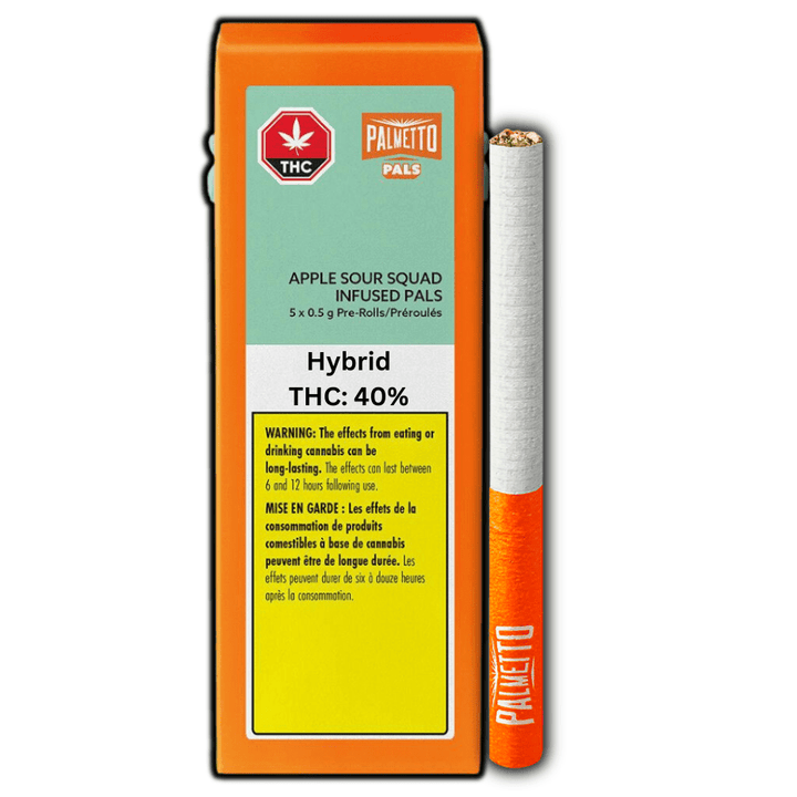 Palmetto PALS Sour Apple Squad Infused Pre-rolls 5x0.5g 5x0.5g Morden Vape SuperStore and Cannabis Manitoba Canada