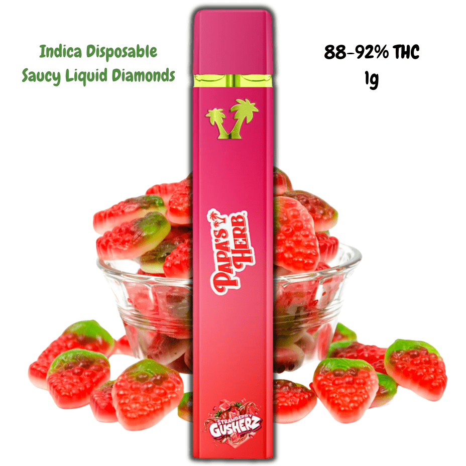 Papa's Herb Strawberry Gusherz Indica Saucy Diamonds Disposable - 0.95g Morden Vape SuperStore and Cannabis Manitoba Canada