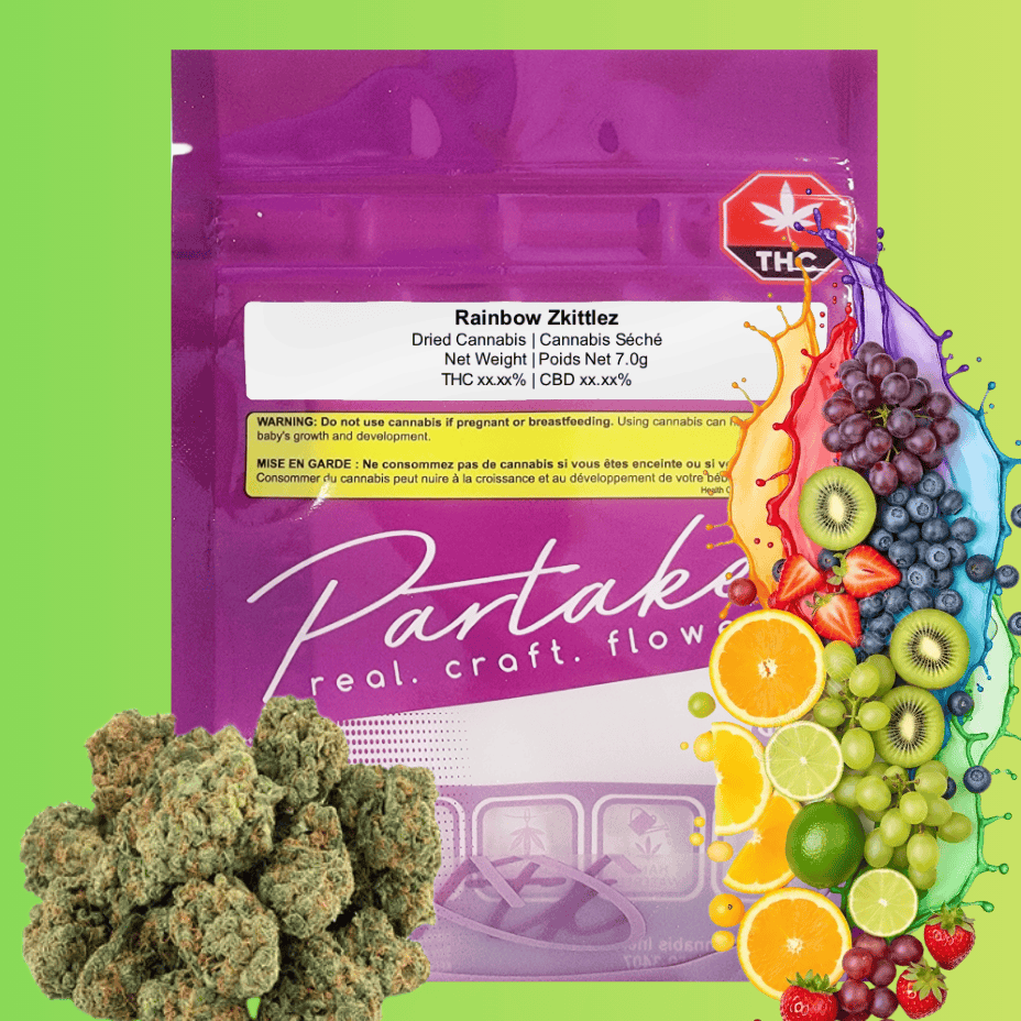 Partake Rainbow Zkittles Indica CRAFT Flower-28g Morden Vape SuperStore and Cannabis Manitoba Canada