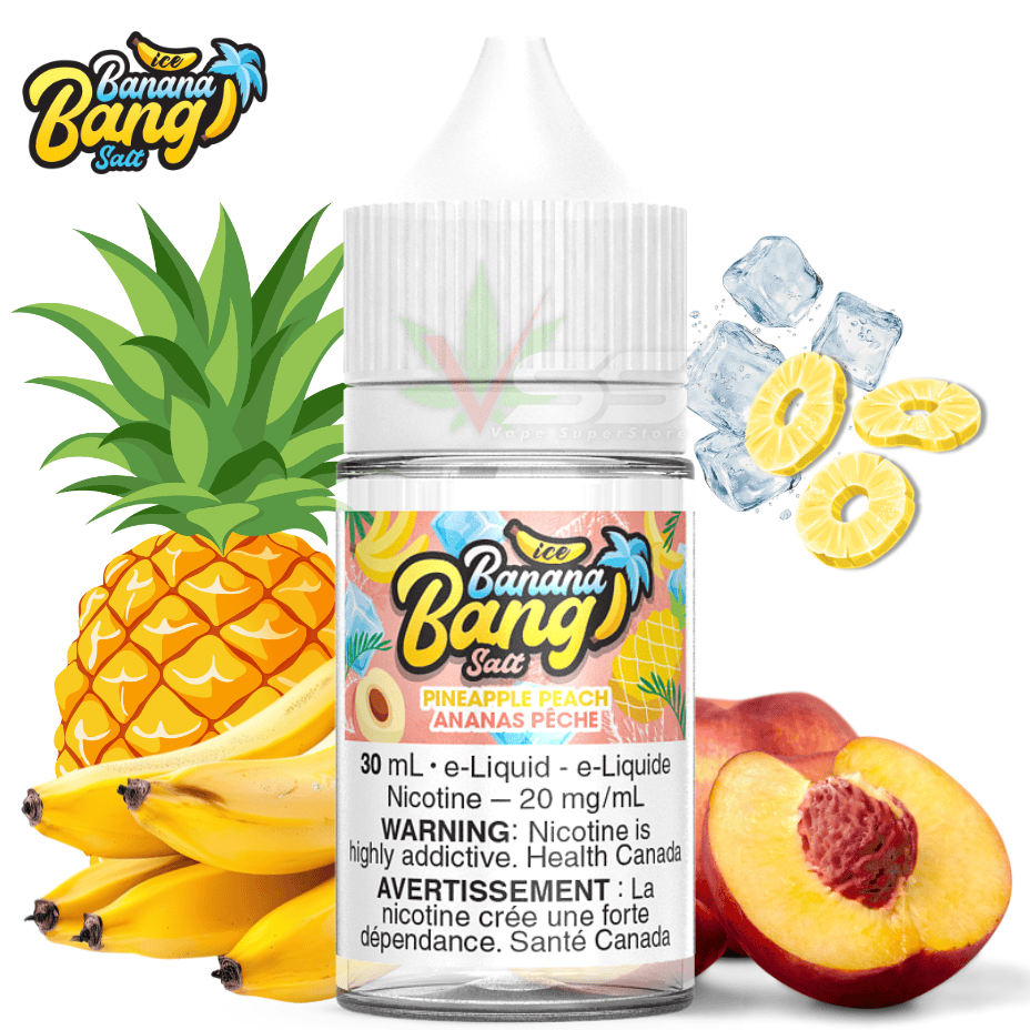 Pineapple Peach Ice Salt by Banana Bang E-liquid 12mg Morden Vape SuperStore and Cannabis Manitoba Canada