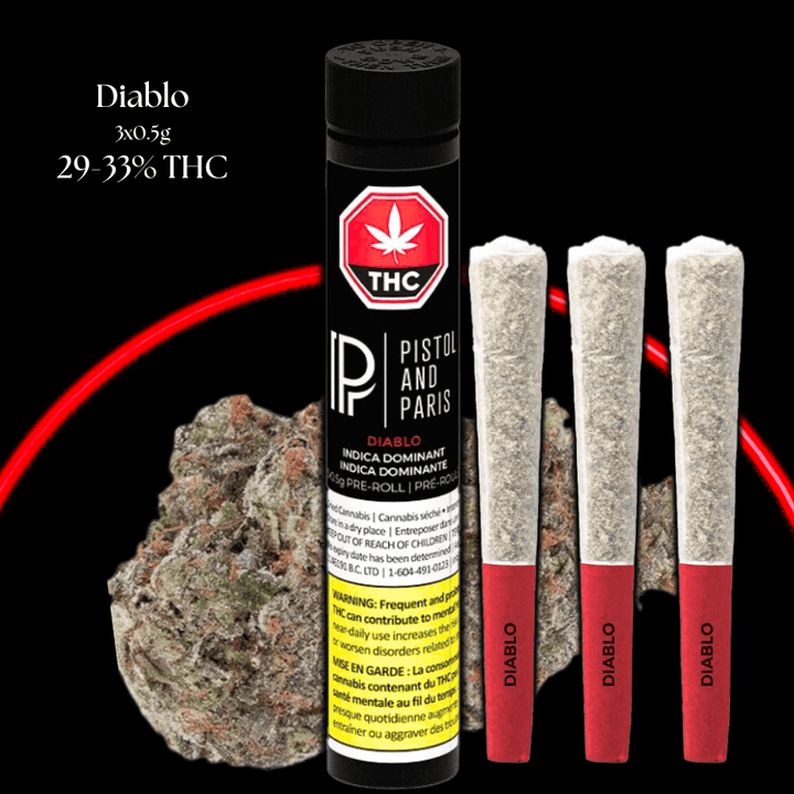 Pistol & Paris Diablo Pre-rolls 3x0.5g Morden Vape SuperStore and Cannabis Manitoba Canada