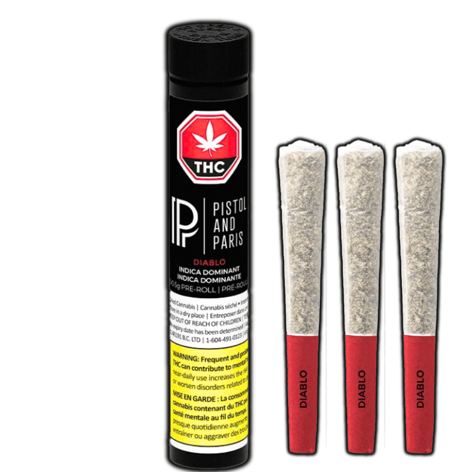 Pistol & Paris Diablo Pre-rolls 3x0.5g Morden Vape SuperStore and Cannabis Manitoba Canada