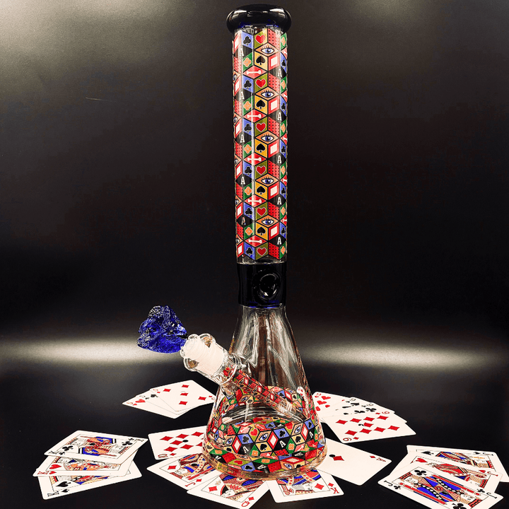 Poker Design 7mm Color Accented Beaker-17" Morden Vape SuperStore and Cannabis Manitoba Canada